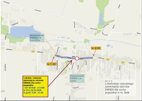 28 kwietnia będzie zamknięte skrzyżowanie w Bełku